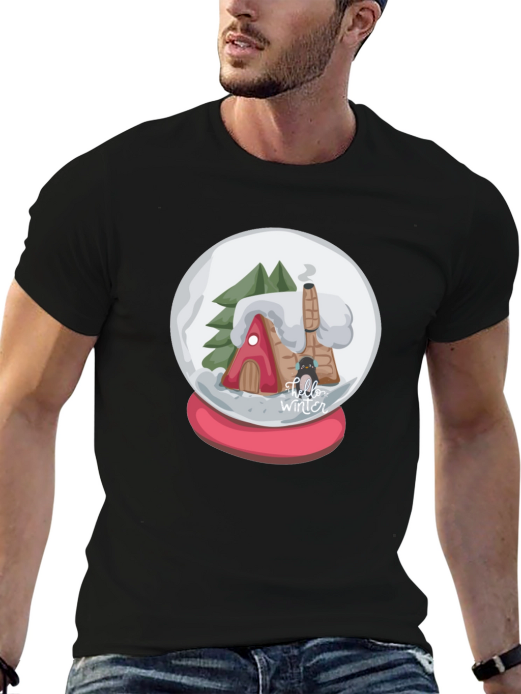 Winter Snow Globe Graphic Tee - Cozy Christmas Shirt