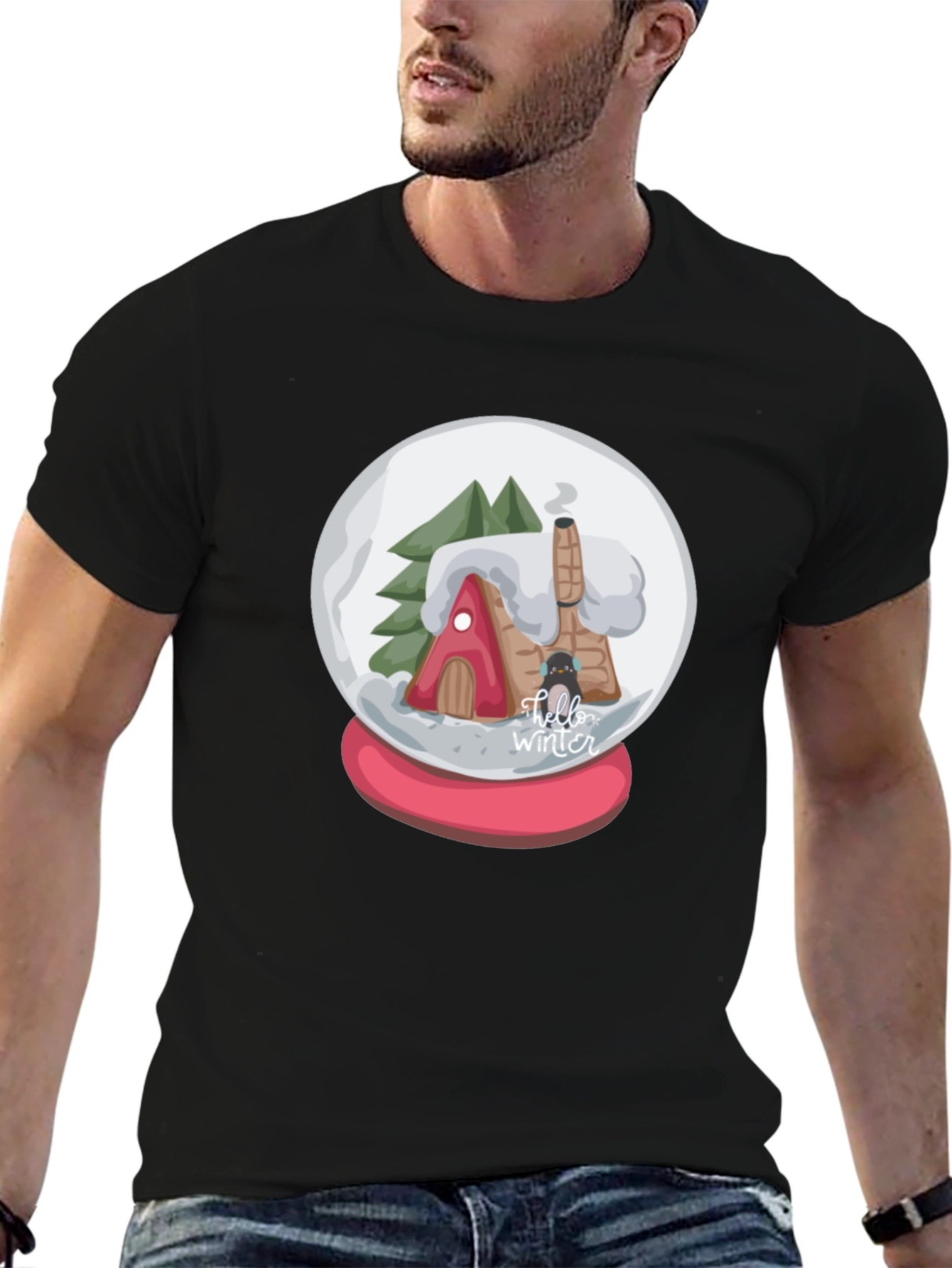 Winter Snow Globe Graphic Tee - Cozy Christmas Shirt