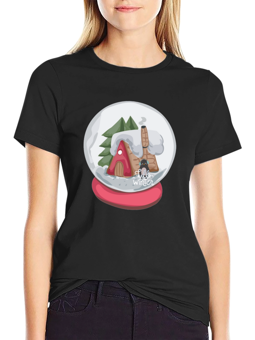 Winter Snow Globe Graphic Tee - Cozy Christmas Shirt