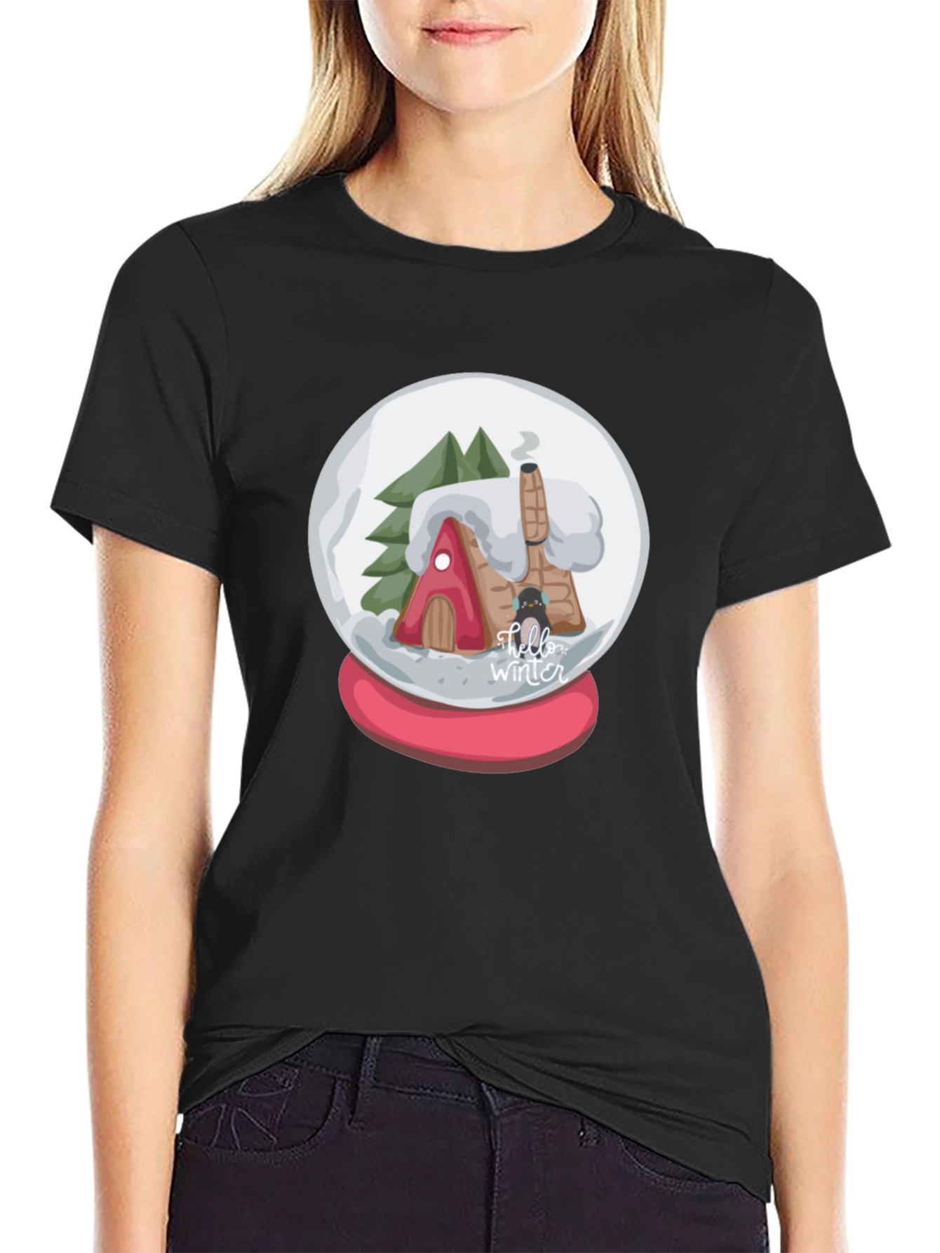 Winter Snow Globe Graphic Tee - Cozy Christmas Shirt
