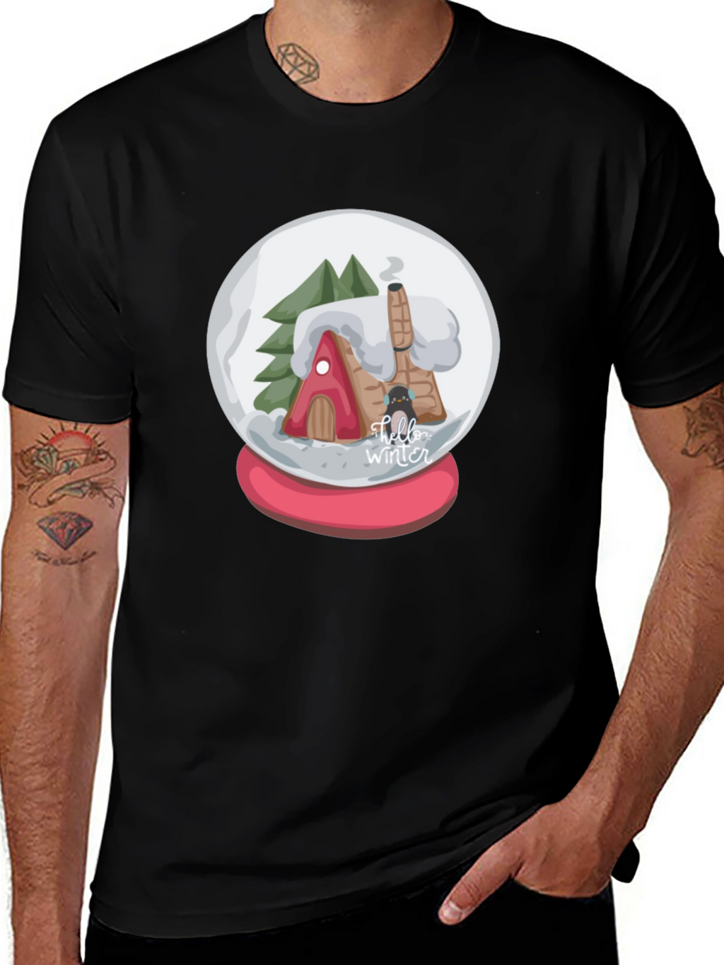 Winter Snow Globe Graphic Tee - Cozy Christmas Shirt