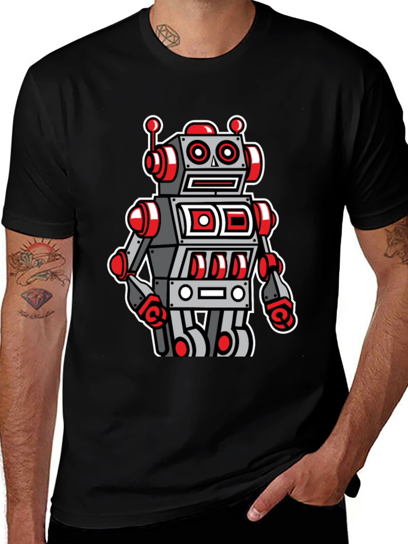 Robot Graphic Tee - Cool Cartoon Style