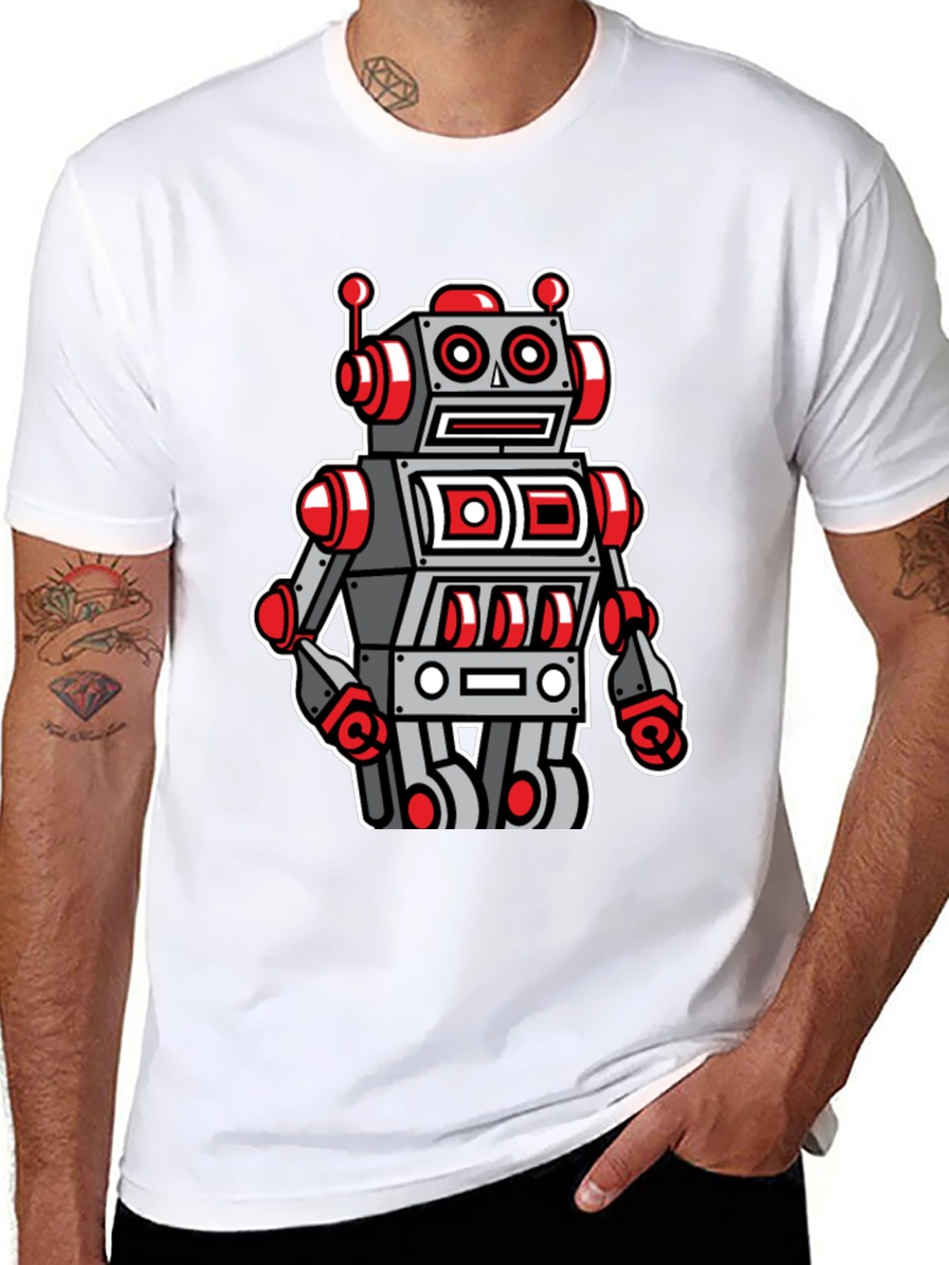 Robot Graphic Tee - Cool Cartoon Style