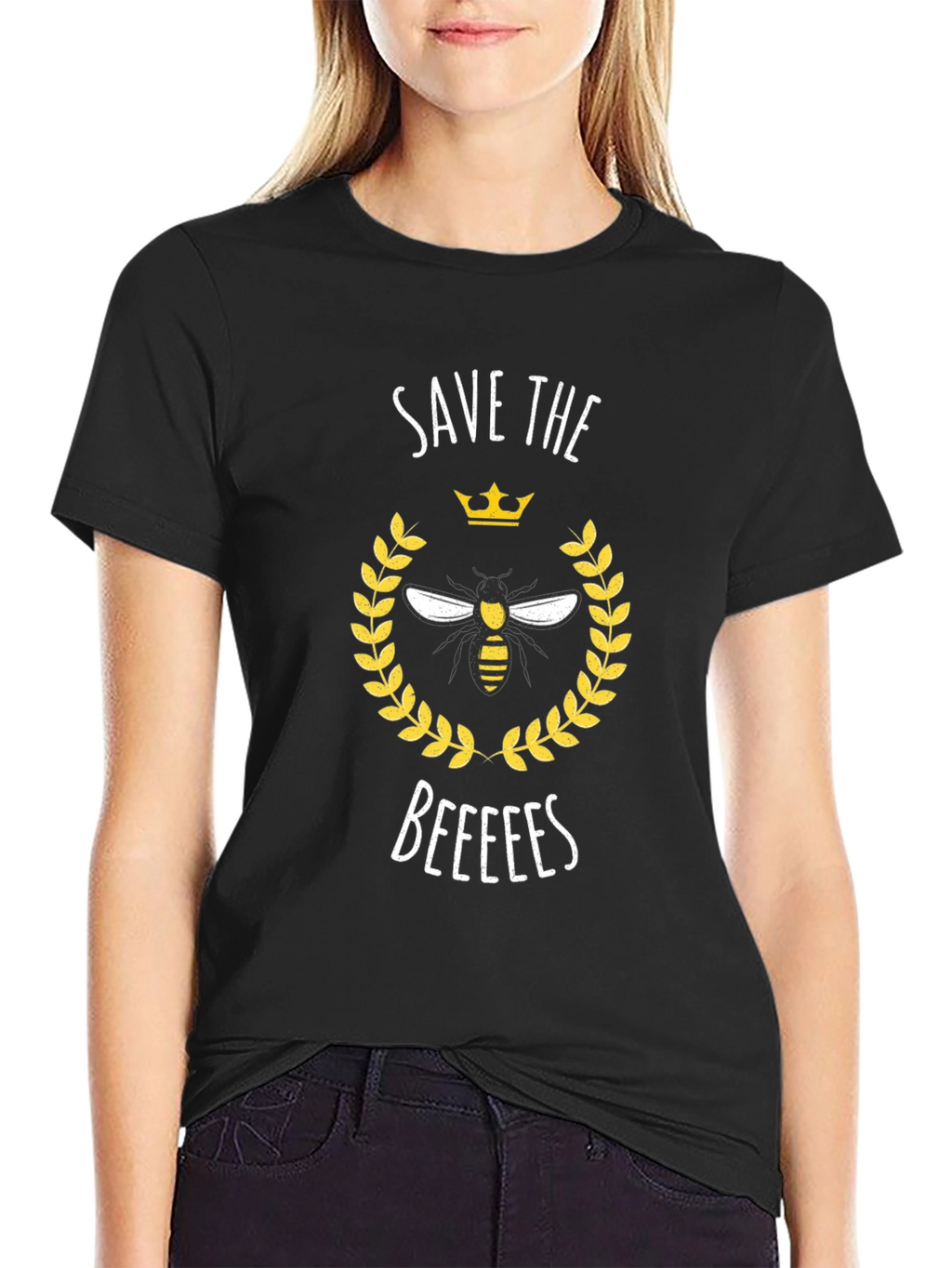 Save the Beeees Graphic Tee - Black Cotton T-Shirt