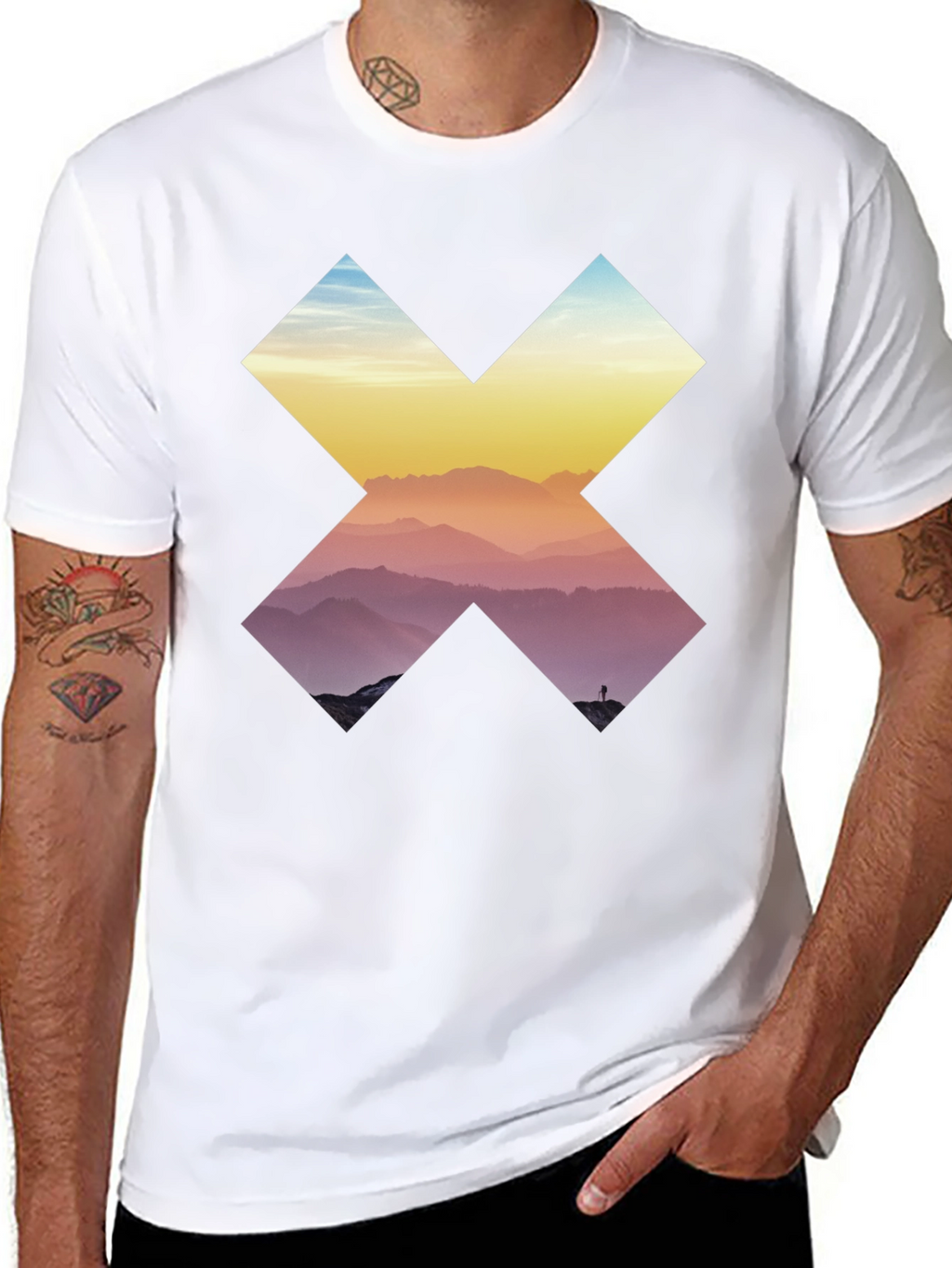 Mountains in Cross Graphic Tee - Black