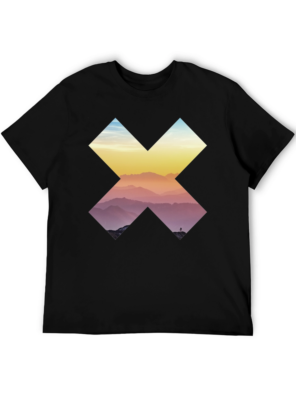 Mountains in Cross Graphic Tee - Black