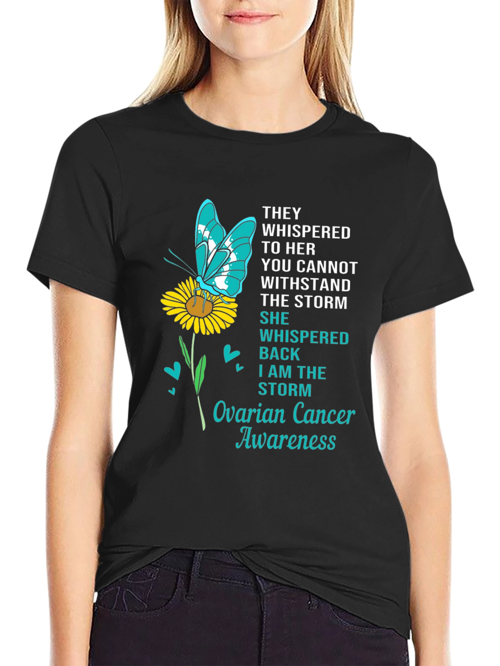 Ovarian Cancer Awareness Butterfly T-Shirt