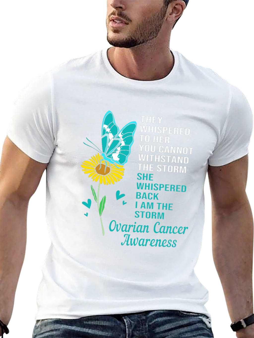 Ovarian Cancer Awareness Butterfly T-Shirt