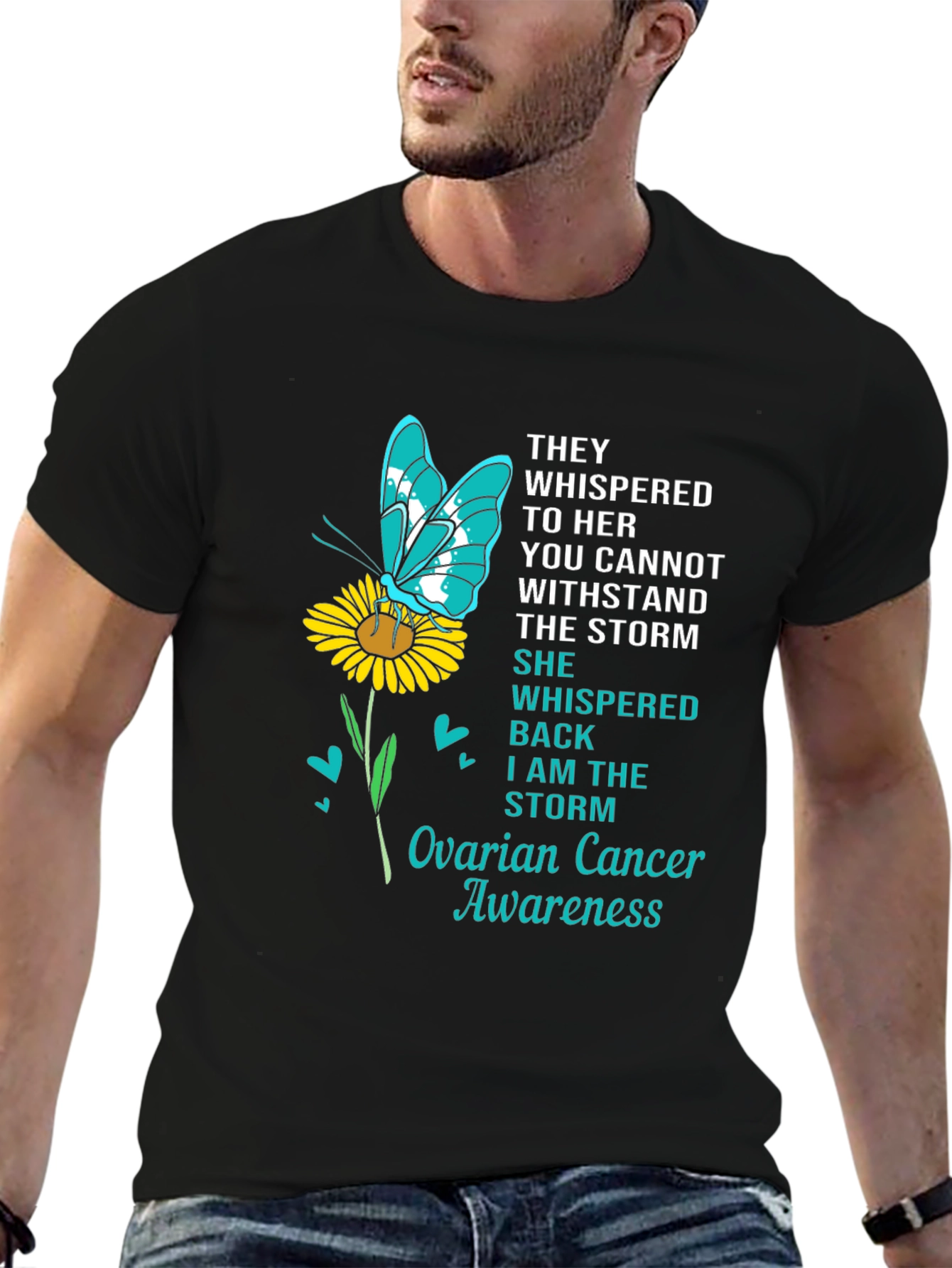 Ovarian Cancer Awareness Butterfly T-Shirt