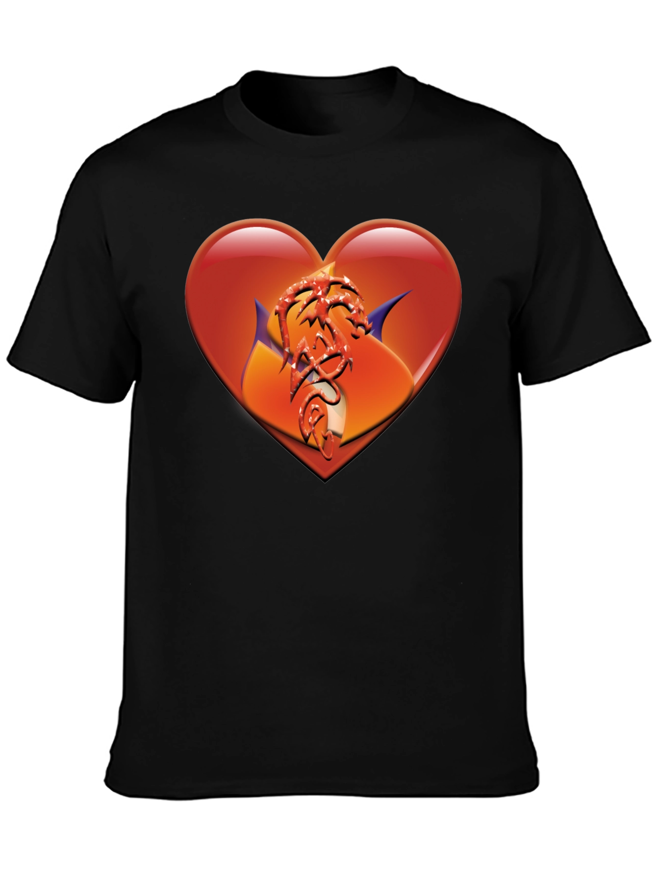Heart Dragon Graphic Black T-Shirt