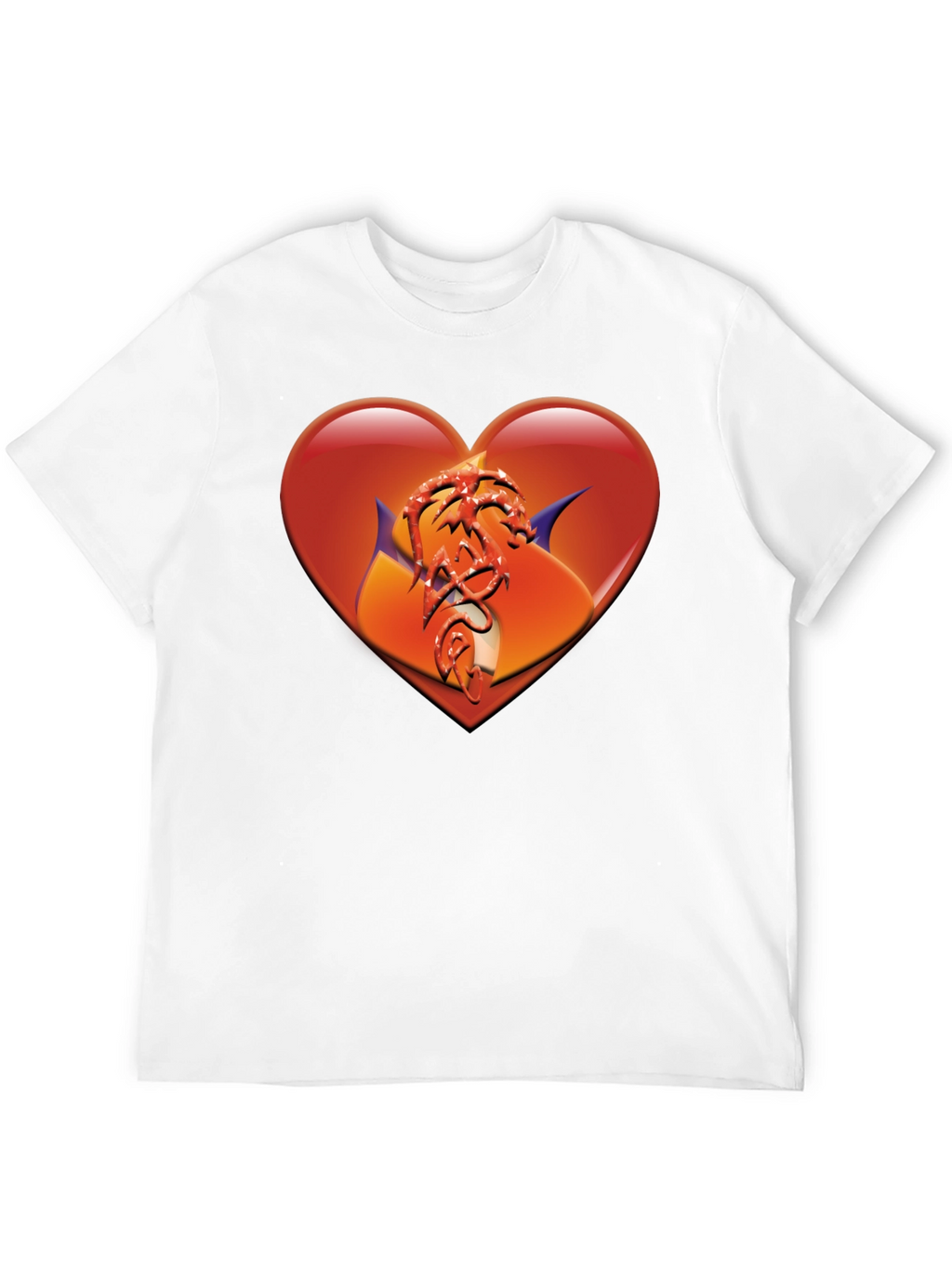 Heart Dragon Graphic Black T-Shirt
