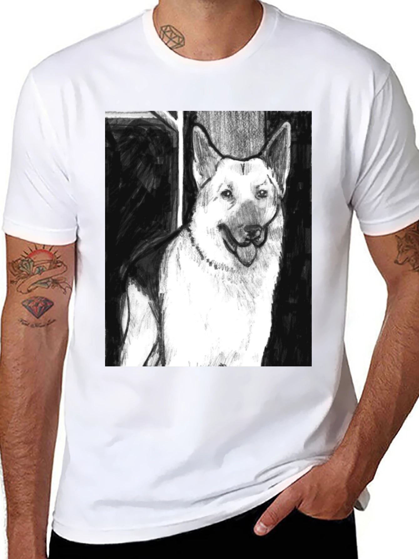 German Shepherd Dog Sketch T-Shirt