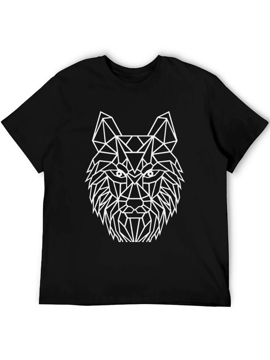 Geometric Wolf Graphic Tee - Black