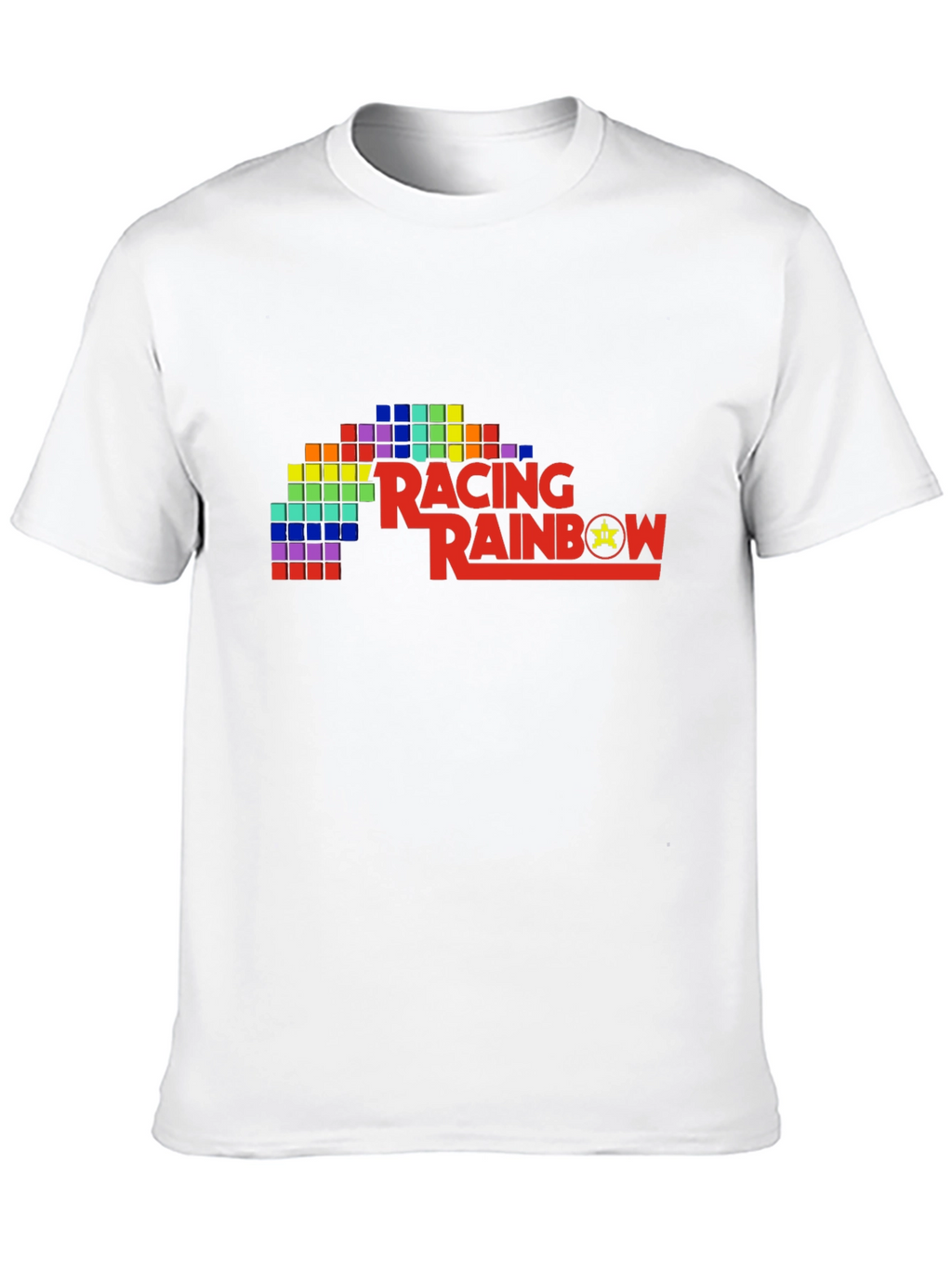 Retro Racing Rainbow Black T-Shirt