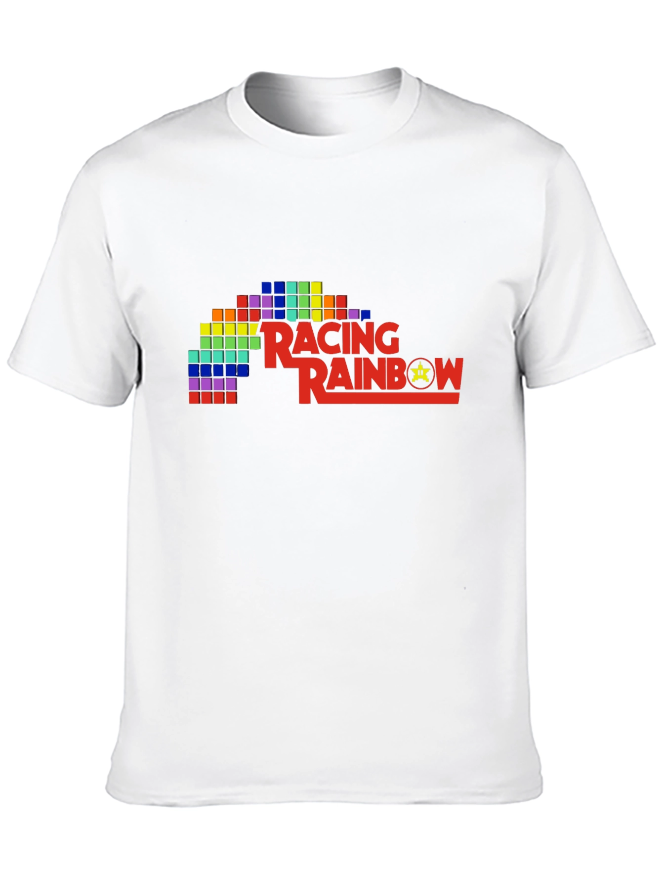 Retro Racing Rainbow Black T-Shirt