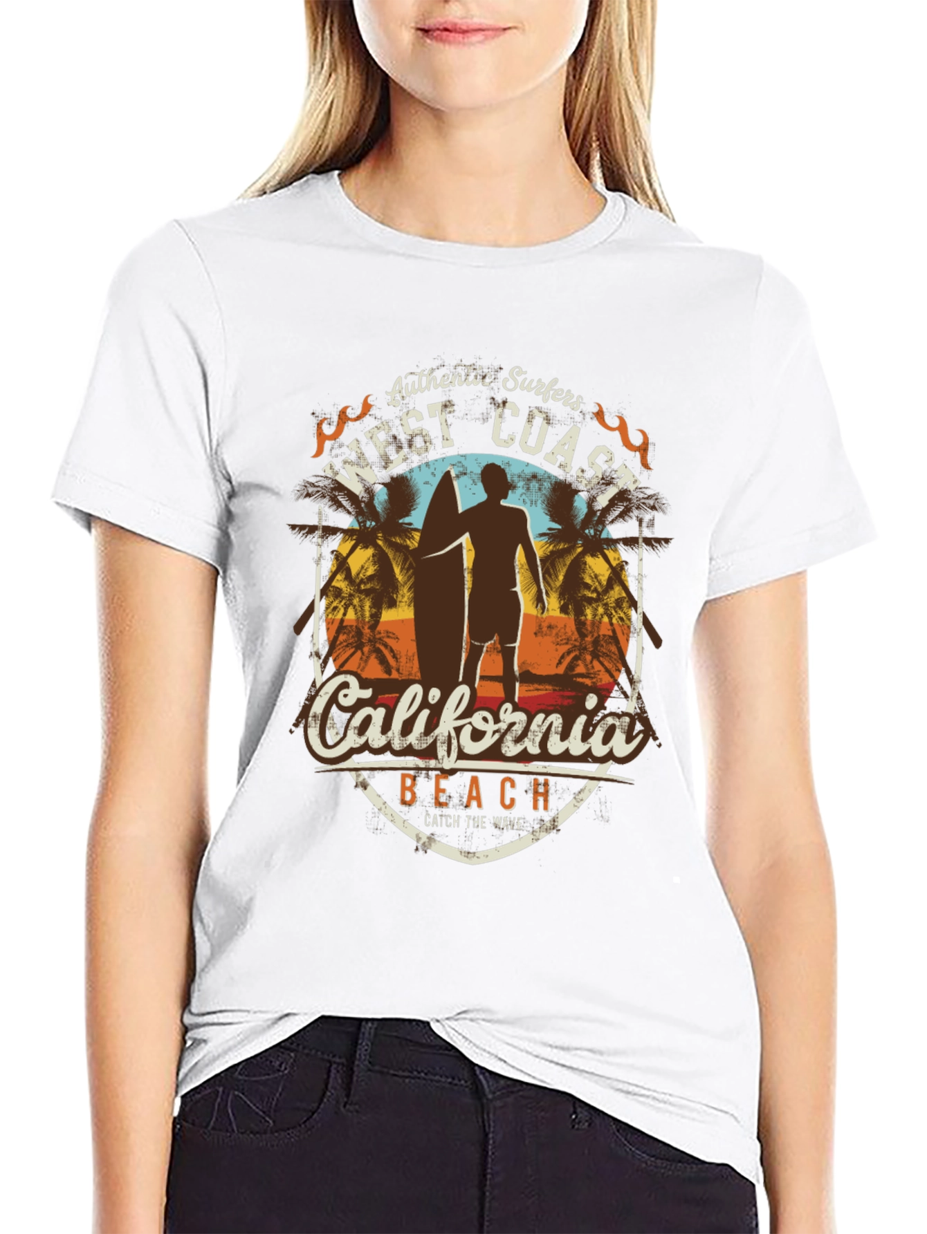 West Coast California Surfer Beach T-Shirt