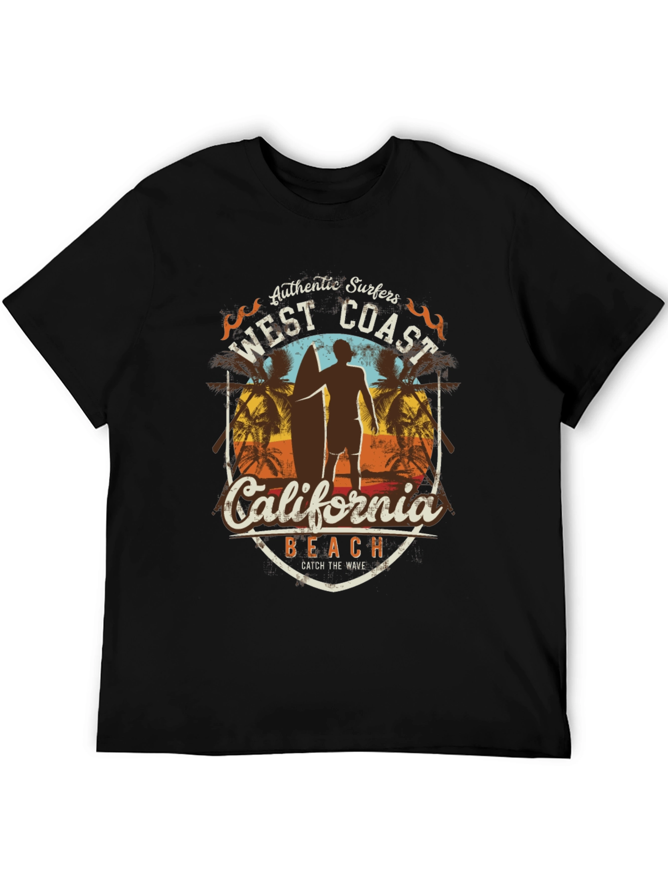 West Coast California Surfer Beach T-Shirt