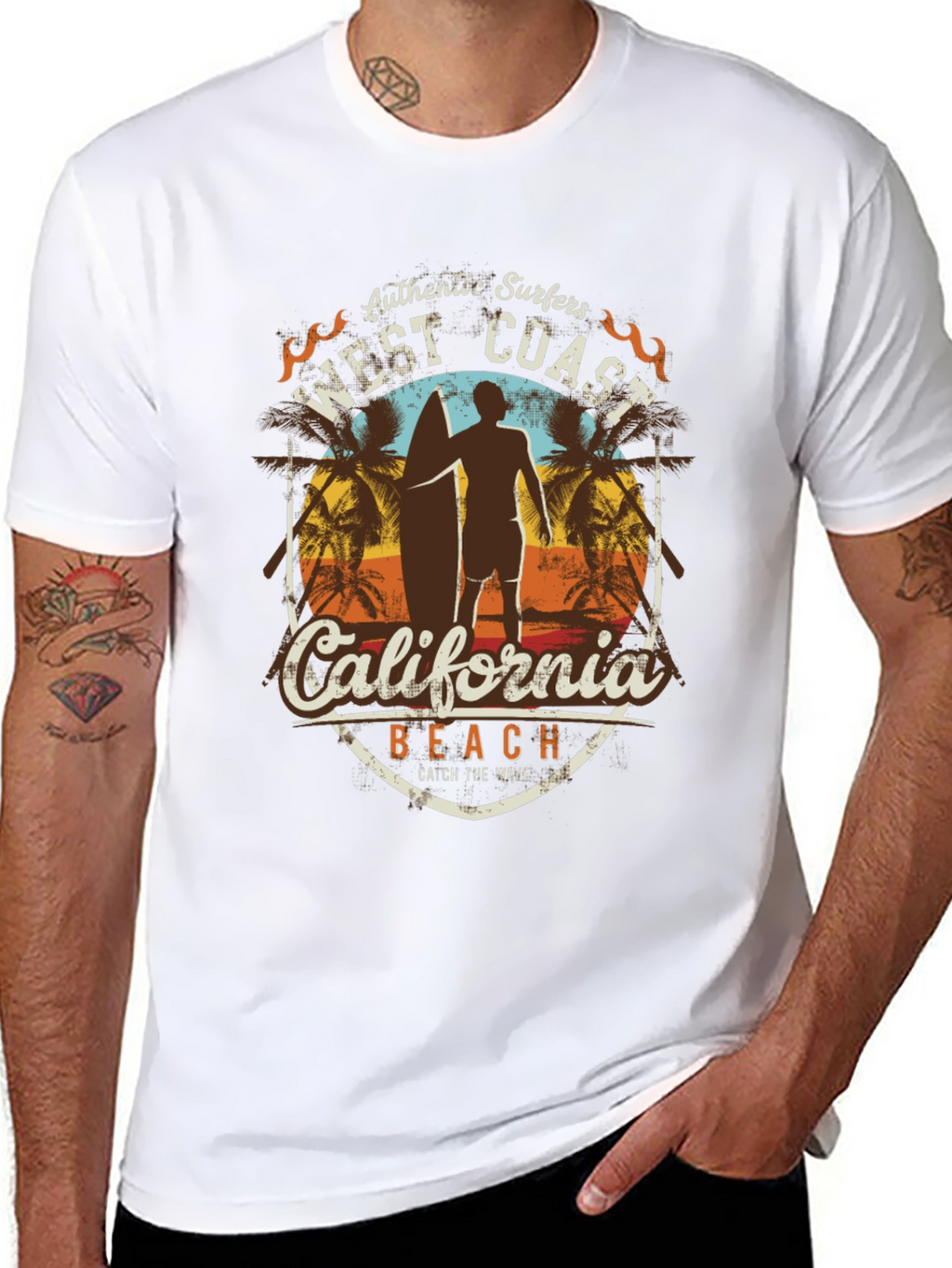 West Coast California Surfer Beach T-Shirt
