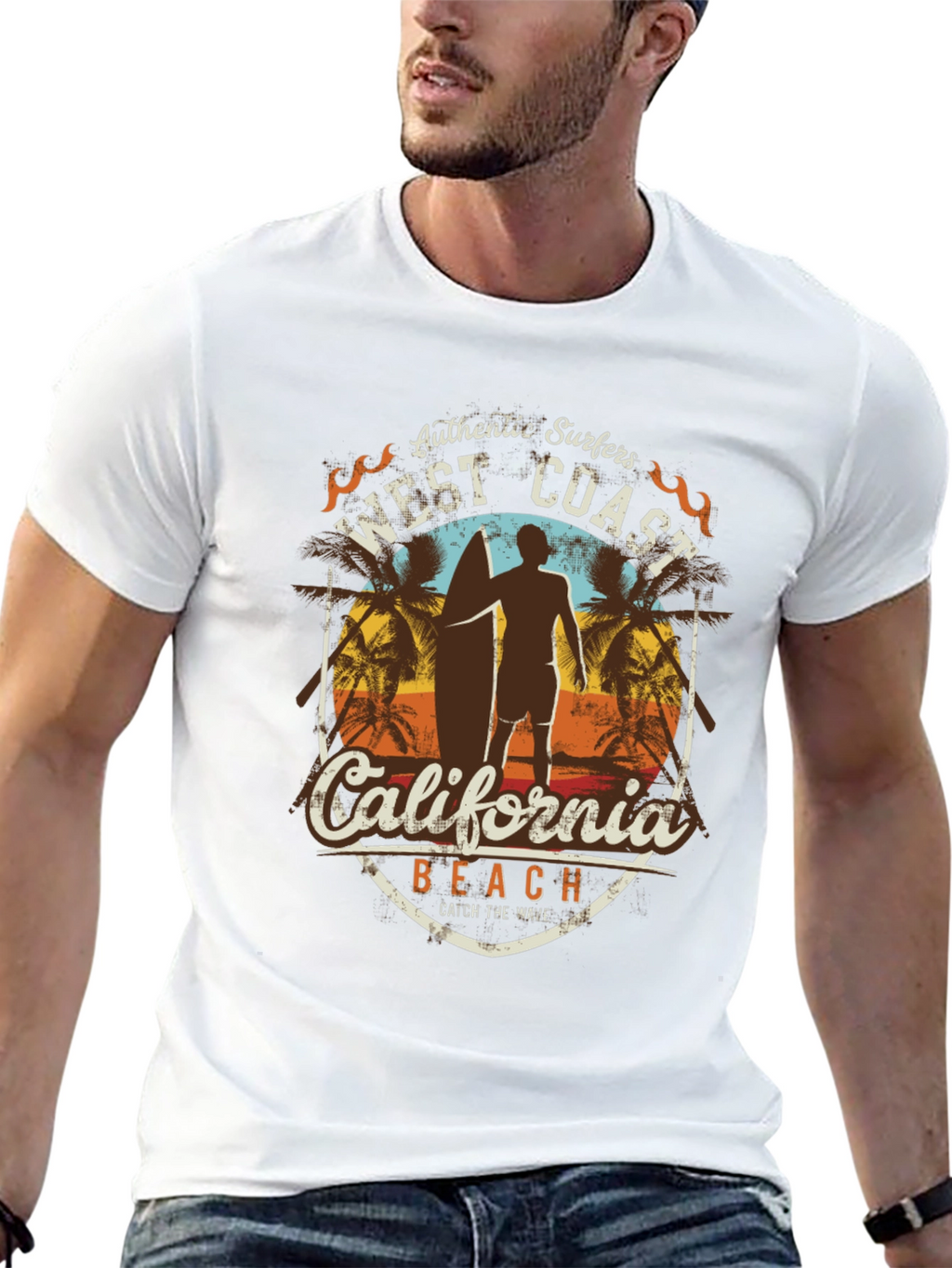 West Coast California Surfer Beach T-Shirt