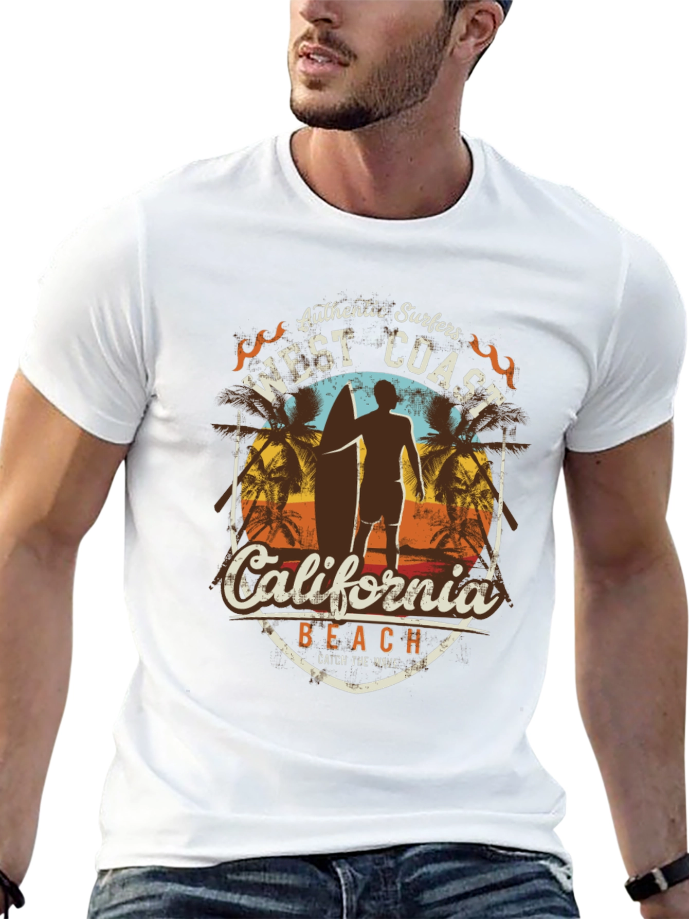 West Coast California Surfer Beach T-Shirt