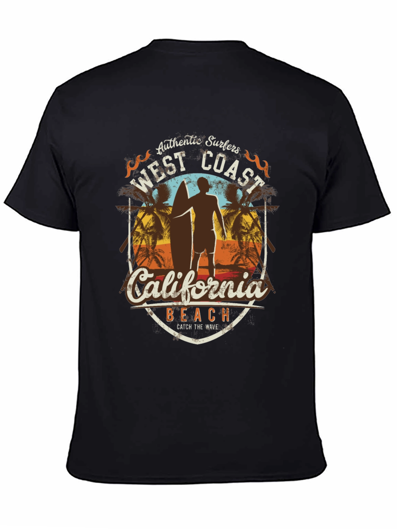 West Coast California Surfer Beach T-Shirt