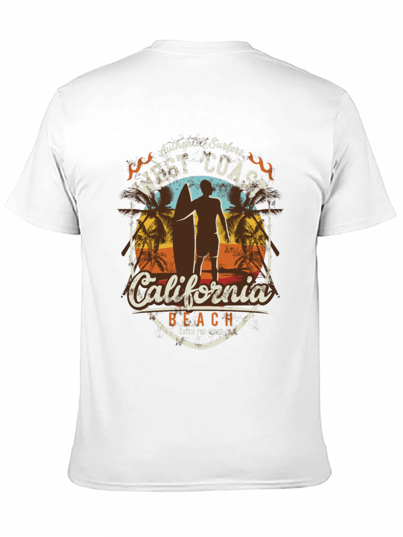 West Coast California Surfer Beach T-Shirt