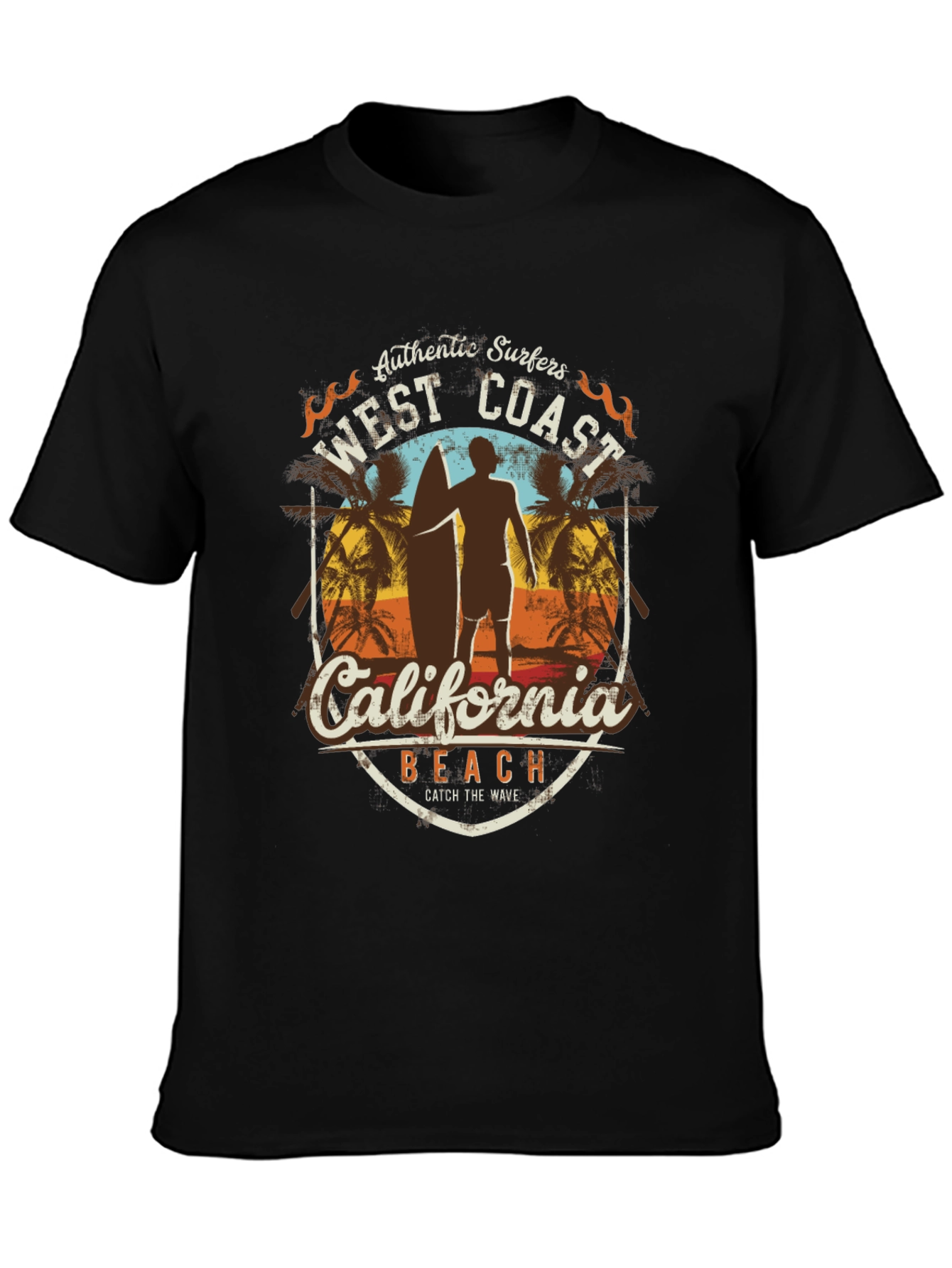West Coast California Surfer Beach T-Shirt