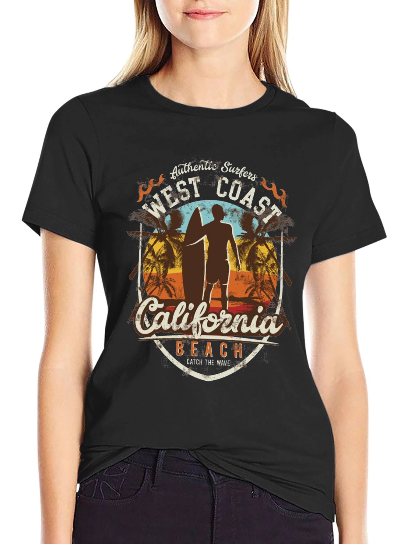 West Coast California Surfer Beach T-Shirt