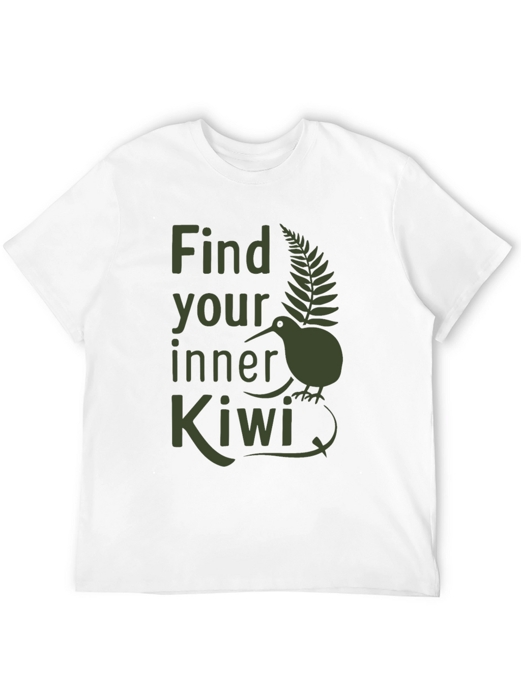 Find Your Inner Kiwi T-Shirt - Olive Green Print