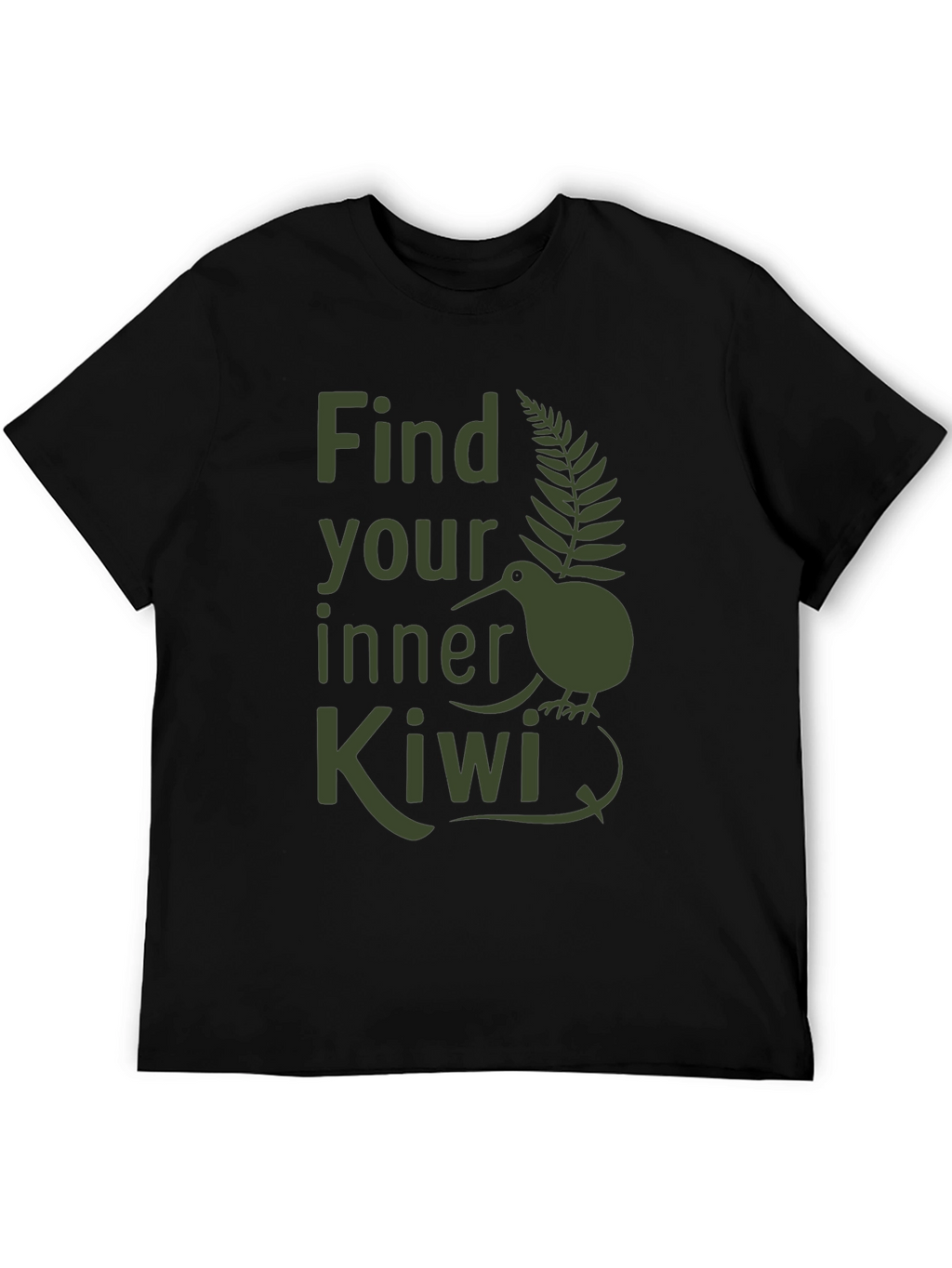 Find Your Inner Kiwi T-Shirt - Olive Green Print