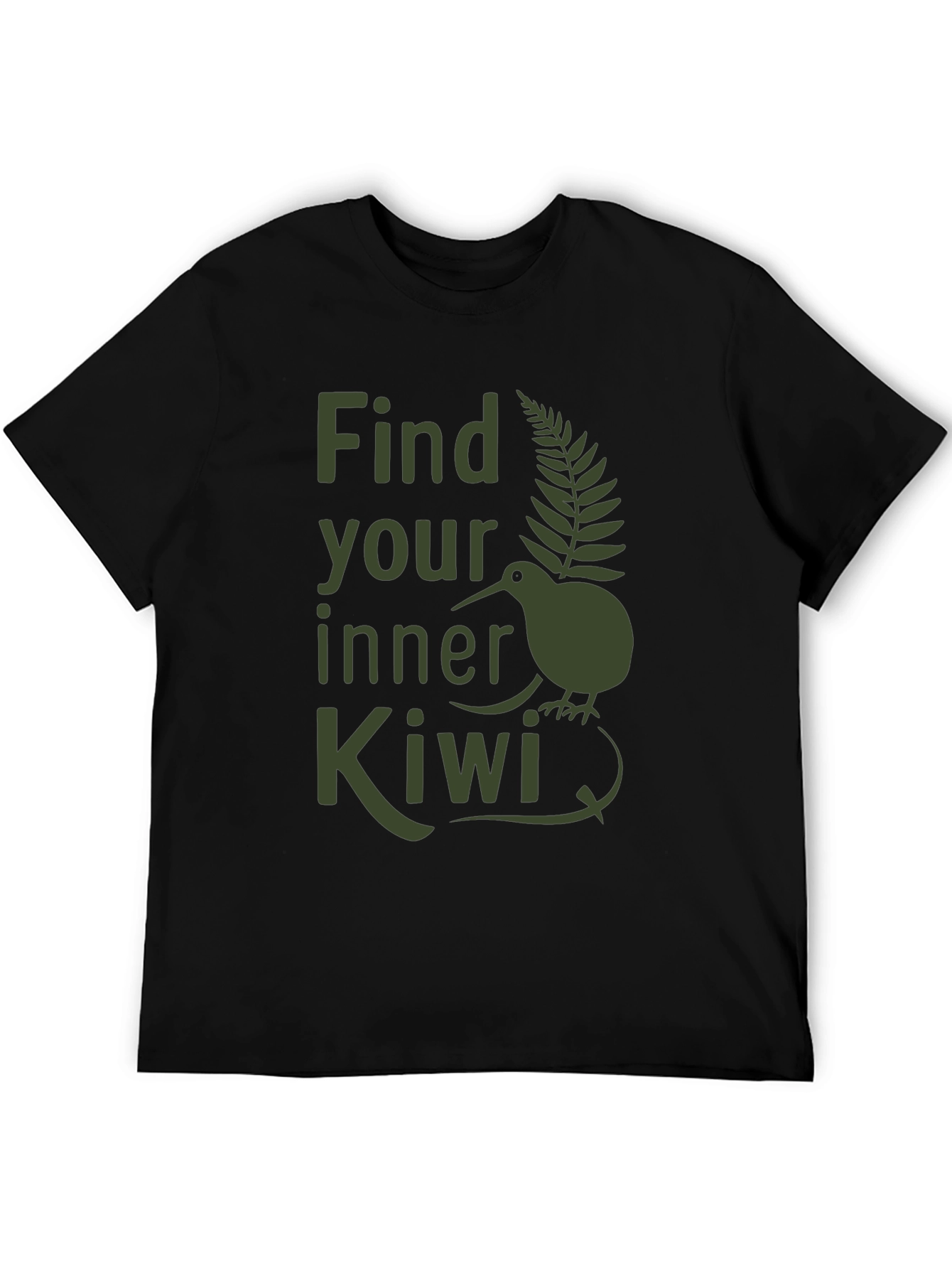 Find Your Inner Kiwi T-Shirt - Olive Green Print