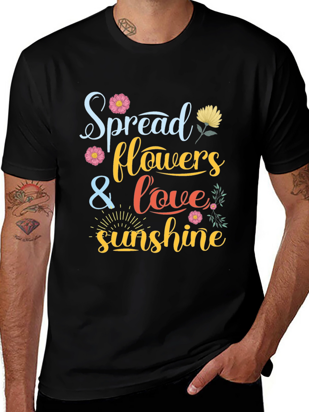 Spread Flowers Love and Sunshine Graphic Tee