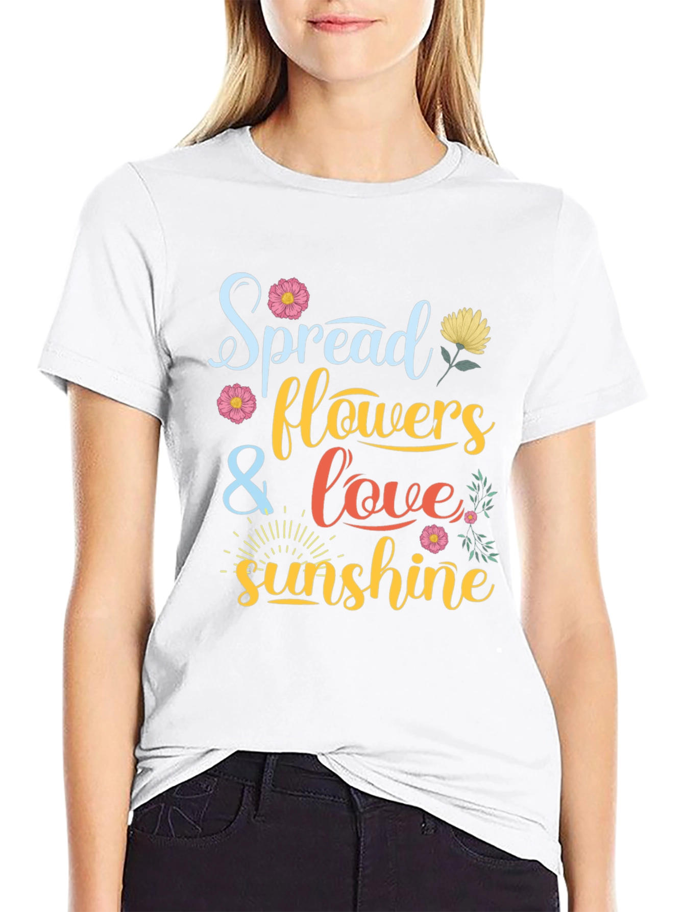 Spread Flowers Love and Sunshine Graphic Tee