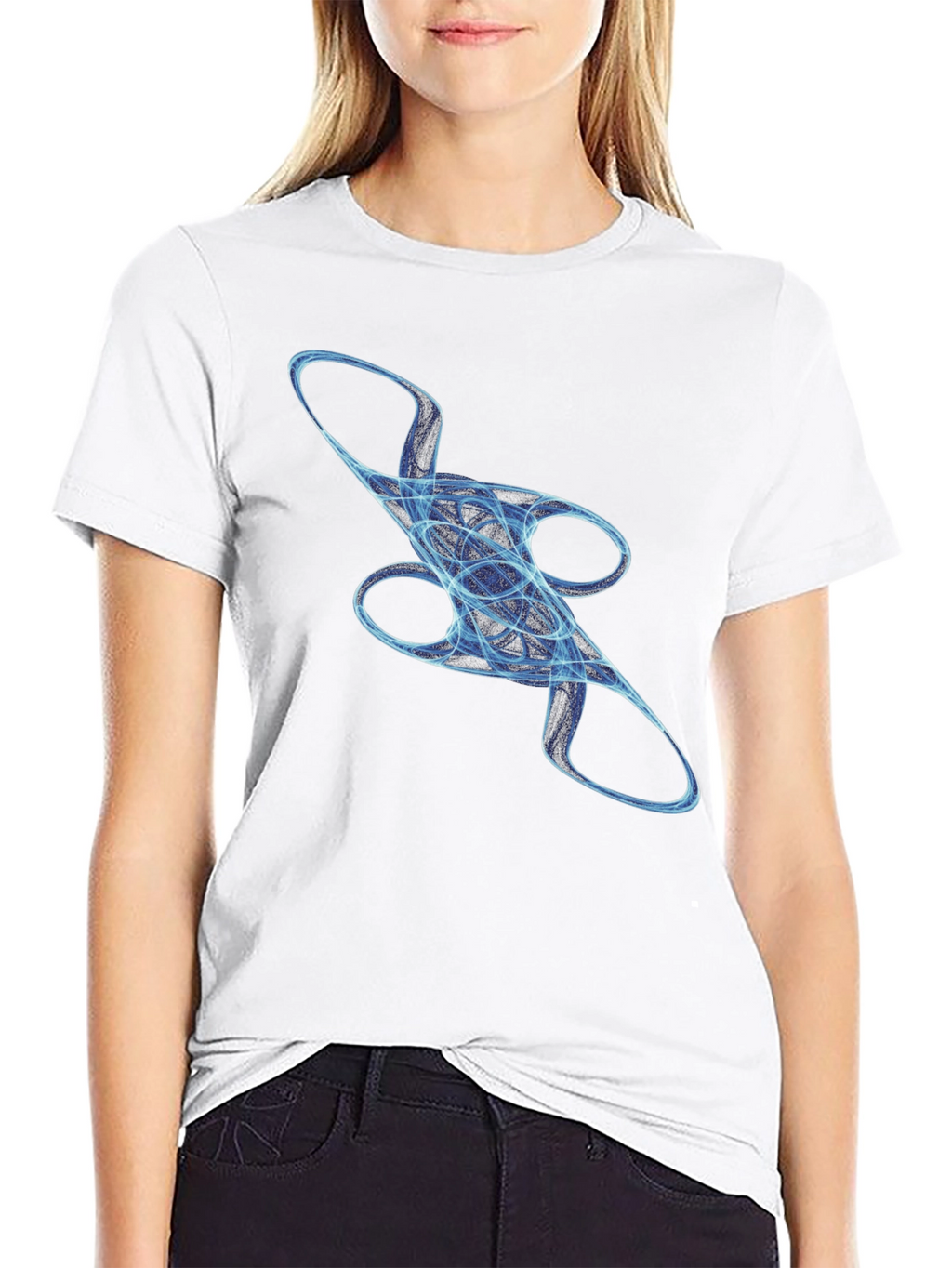 Abstract Blue Swirl Graphic T-Shirt - Casual Style