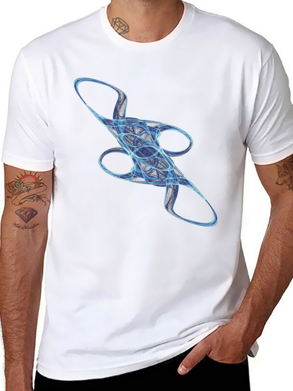 Abstract Blue Swirl Graphic T-Shirt - Casual Style