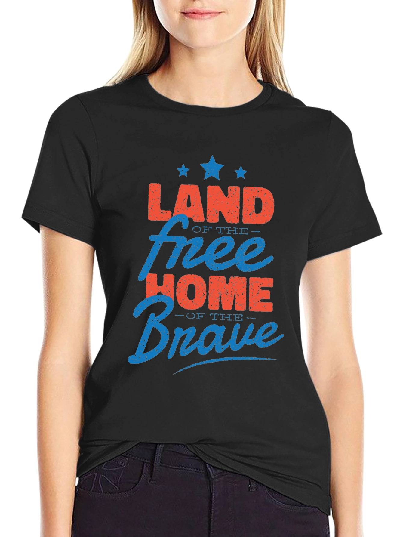 Patriotic Land of Free Home of Brave Graphic T-Shirt