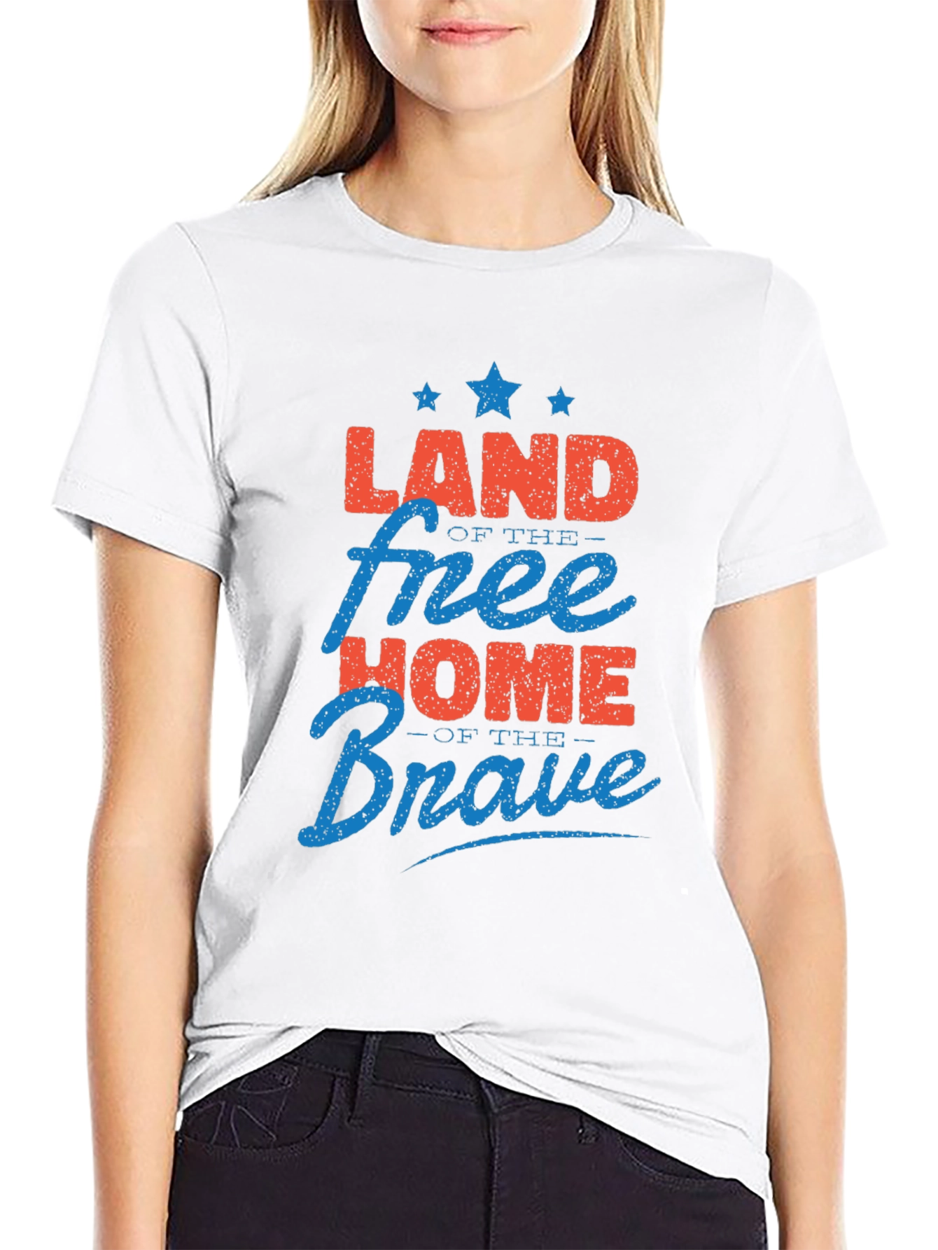 Patriotic Land of Free Home of Brave Graphic T-Shirt