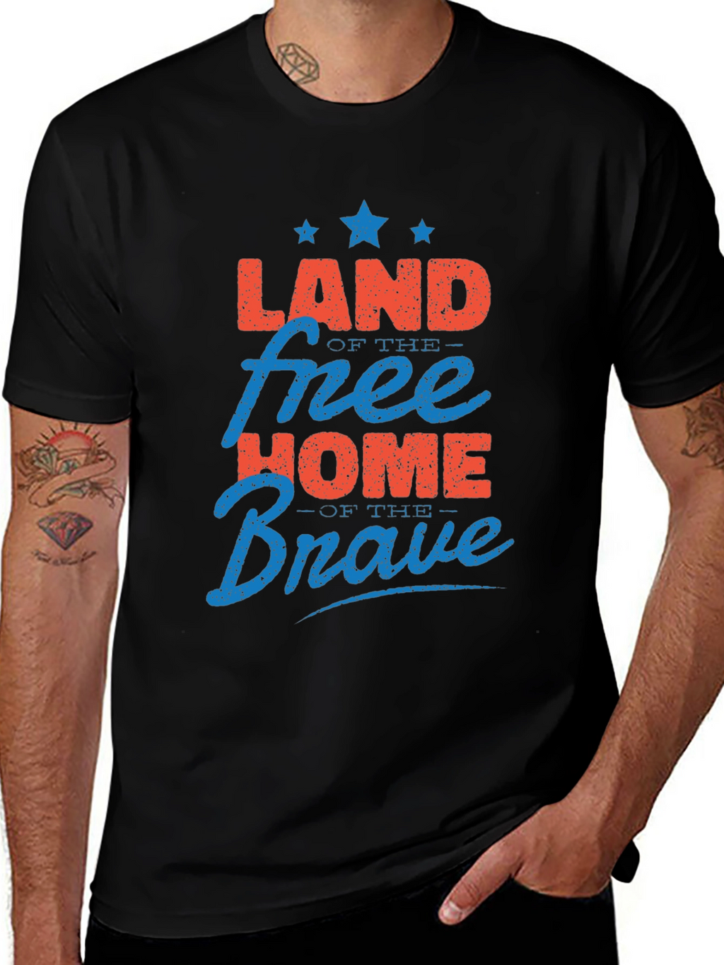 Patriotic Land of Free Home of Brave Graphic T-Shirt