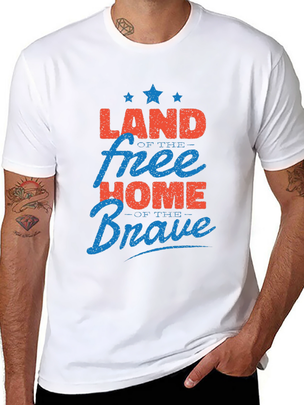 Patriotic Land of Free Home of Brave Graphic T-Shirt