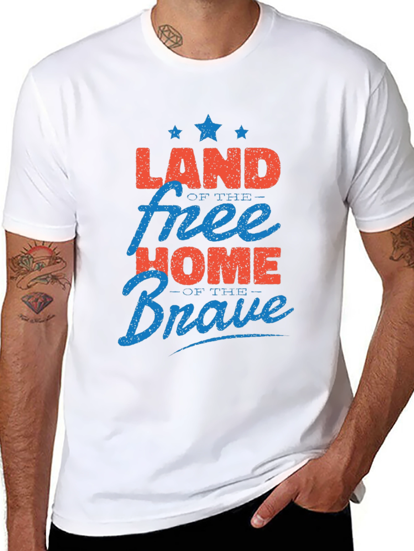 Patriotic Land of Free Home of Brave Graphic T-Shirt