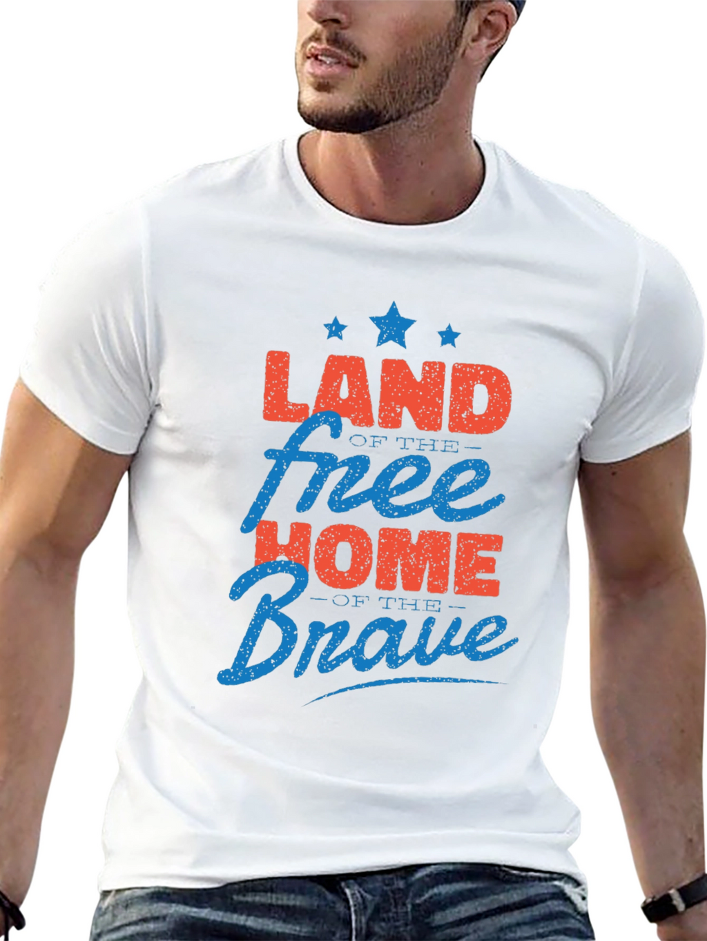 Patriotic Land of Free Home of Brave Graphic T-Shirt