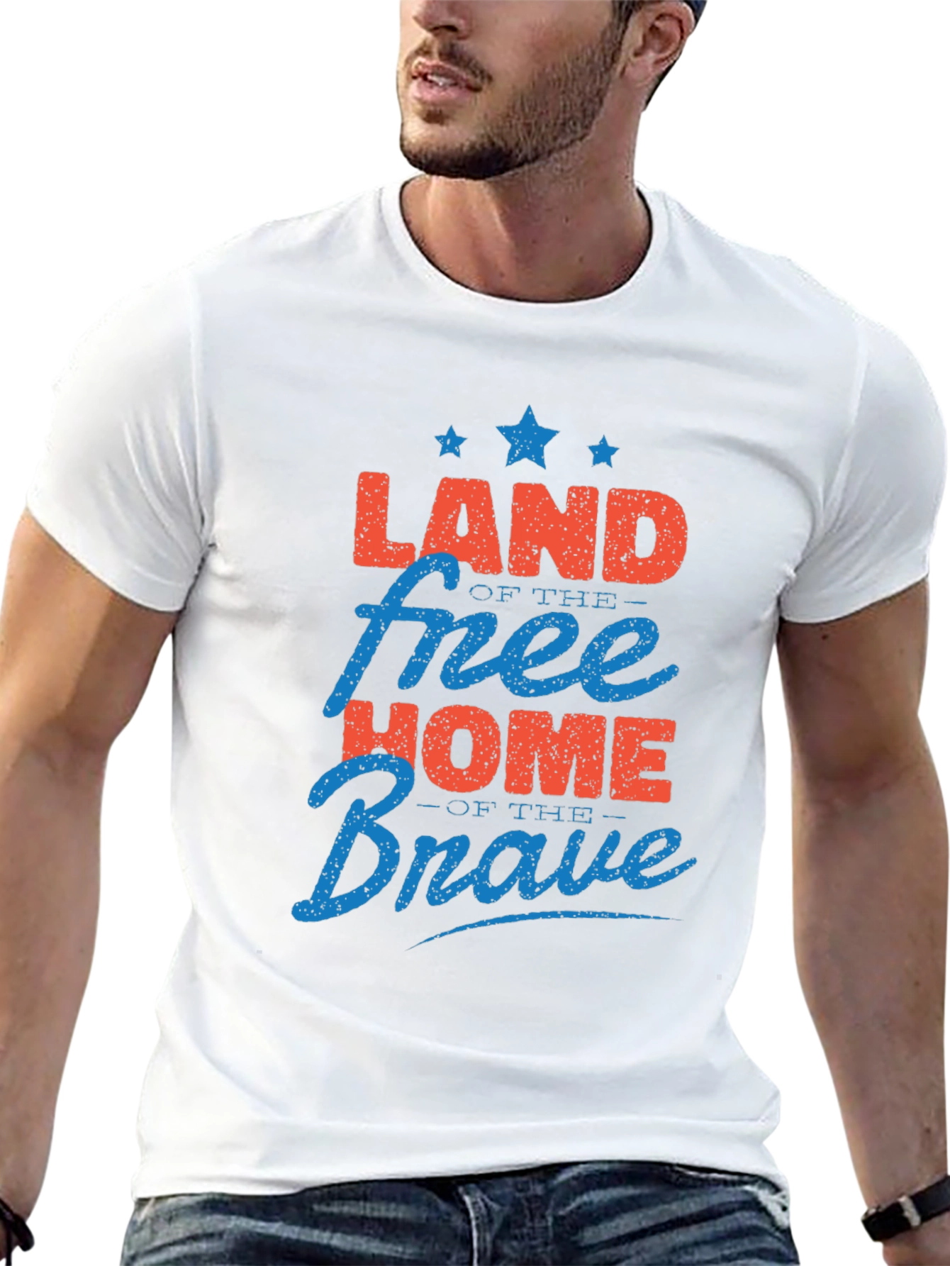 Patriotic Land of Free Home of Brave Graphic T-Shirt