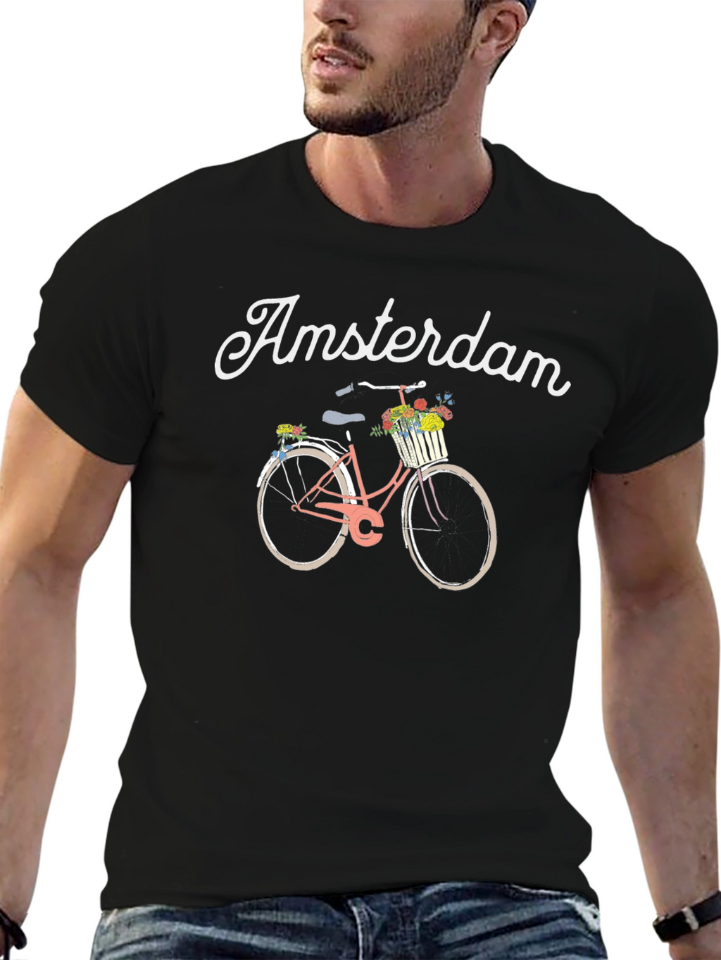 Amsterdam Bicycle Graphic T-Shirt - Black