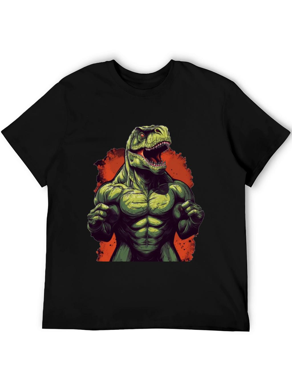 Muscle Dino Graphic Tee - Black Cotton T-Shirt