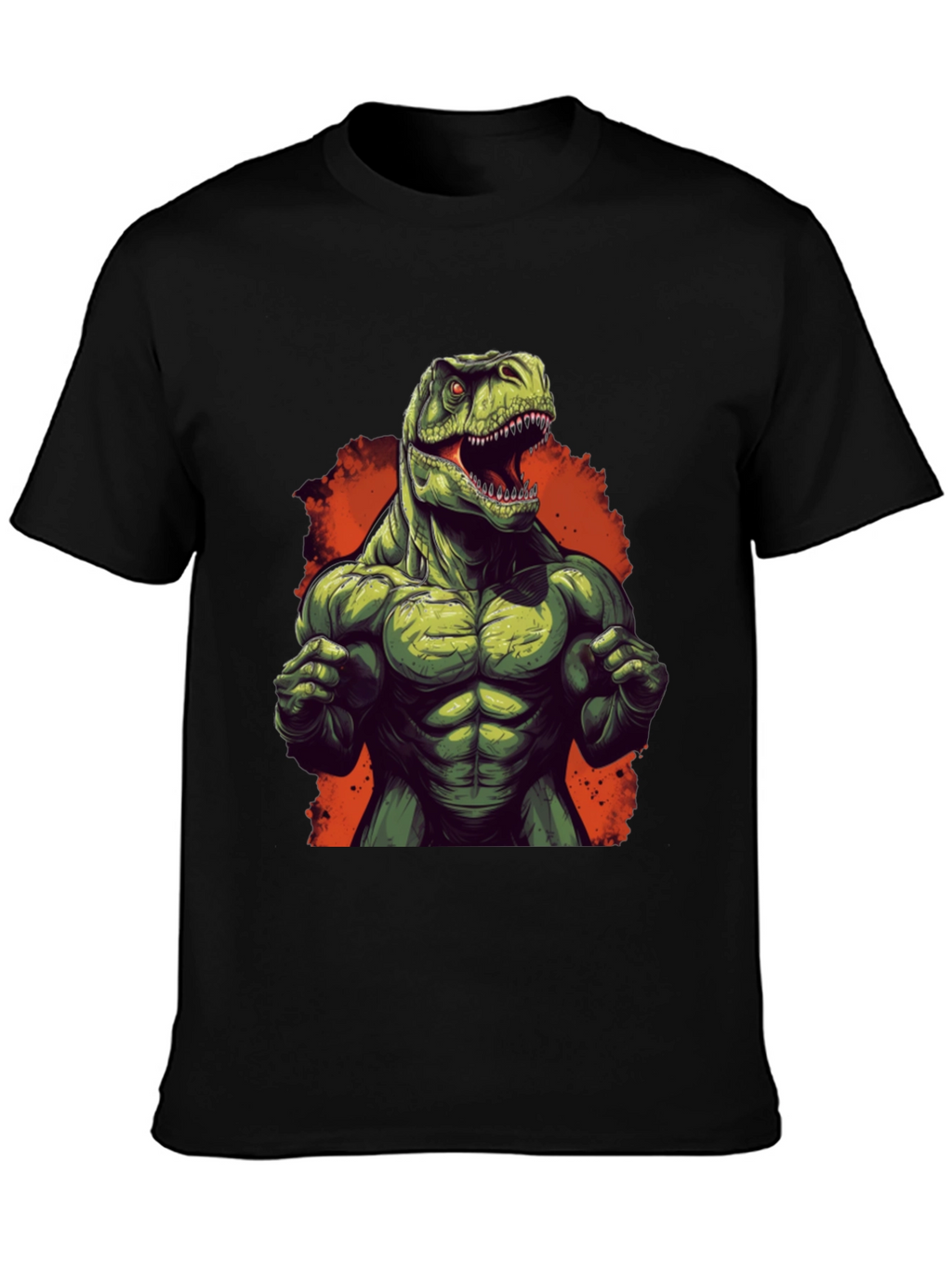 Muscle Dino Graphic Tee - Black Cotton T-Shirt