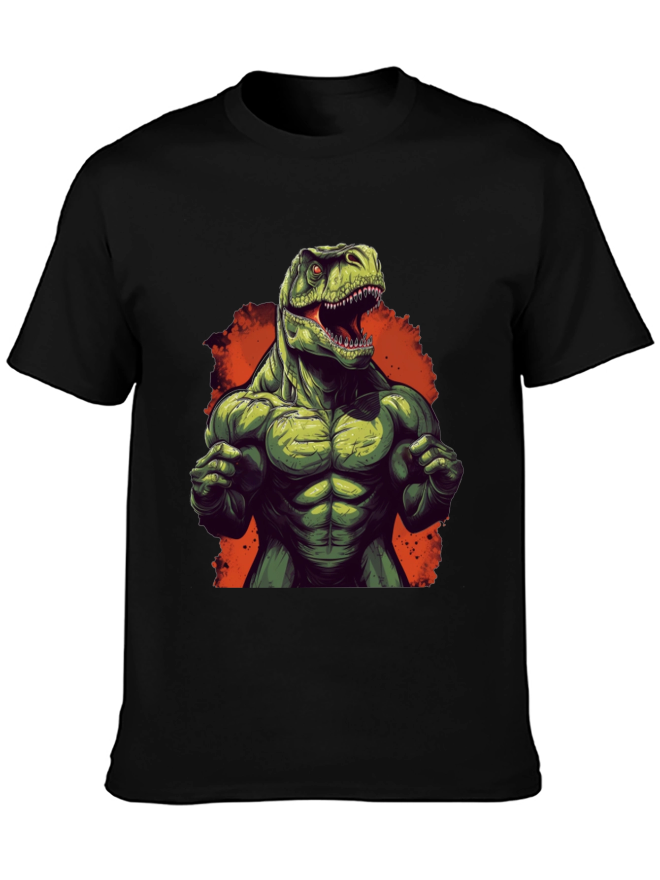 Muscle Dino Graphic Tee - Black Cotton T-Shirt