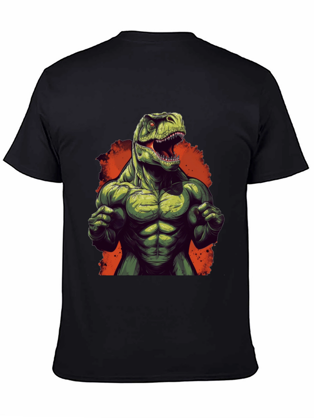 Muscle Dino Graphic Tee - Black Cotton T-Shirt