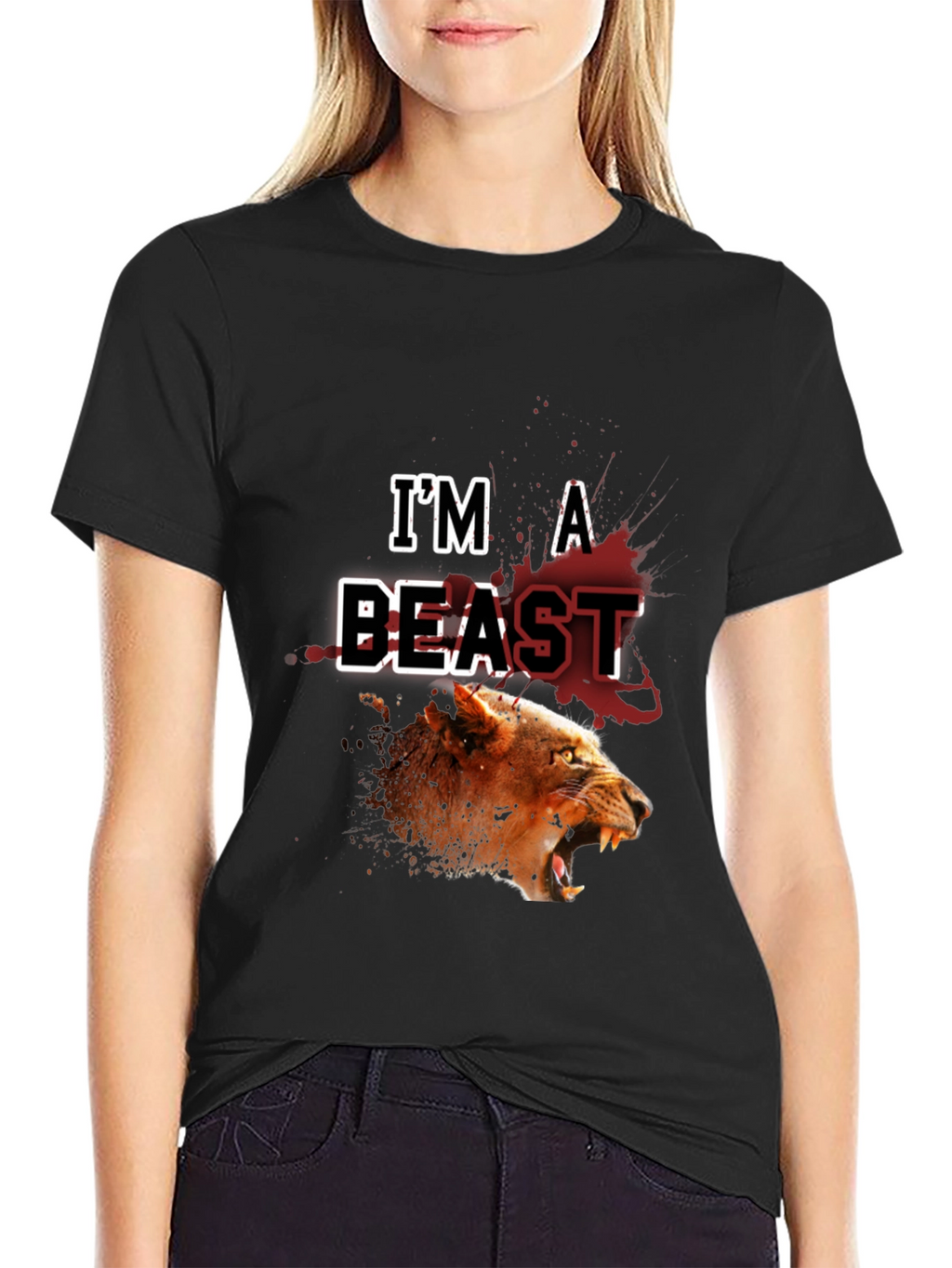 Im a Beast Lion Graphic Black T-Shirt