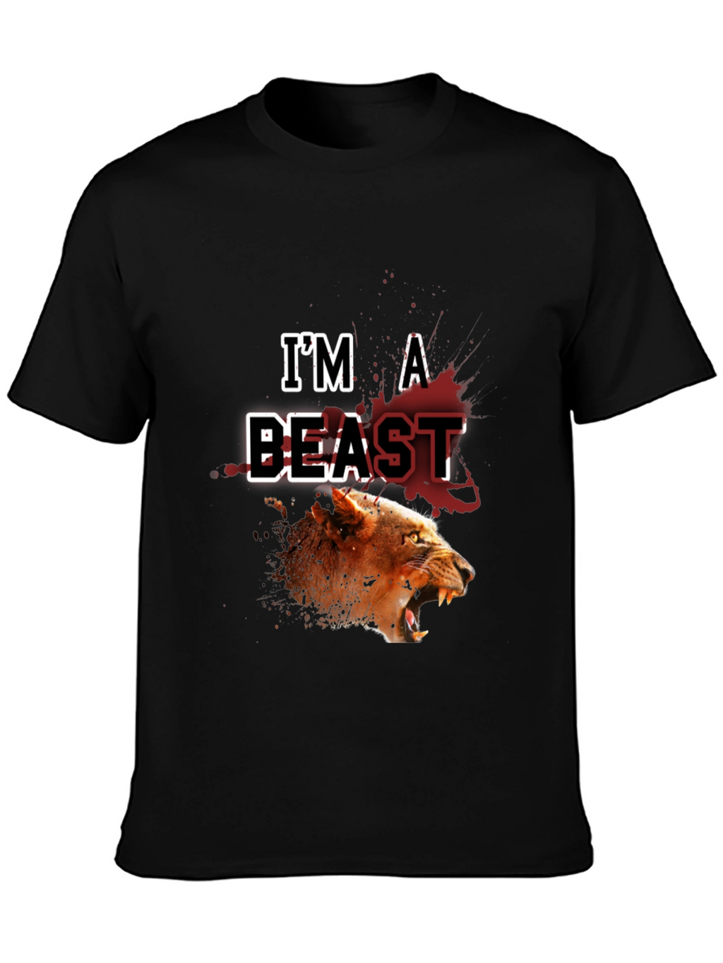 Im a Beast Lion Graphic Black T-Shirt