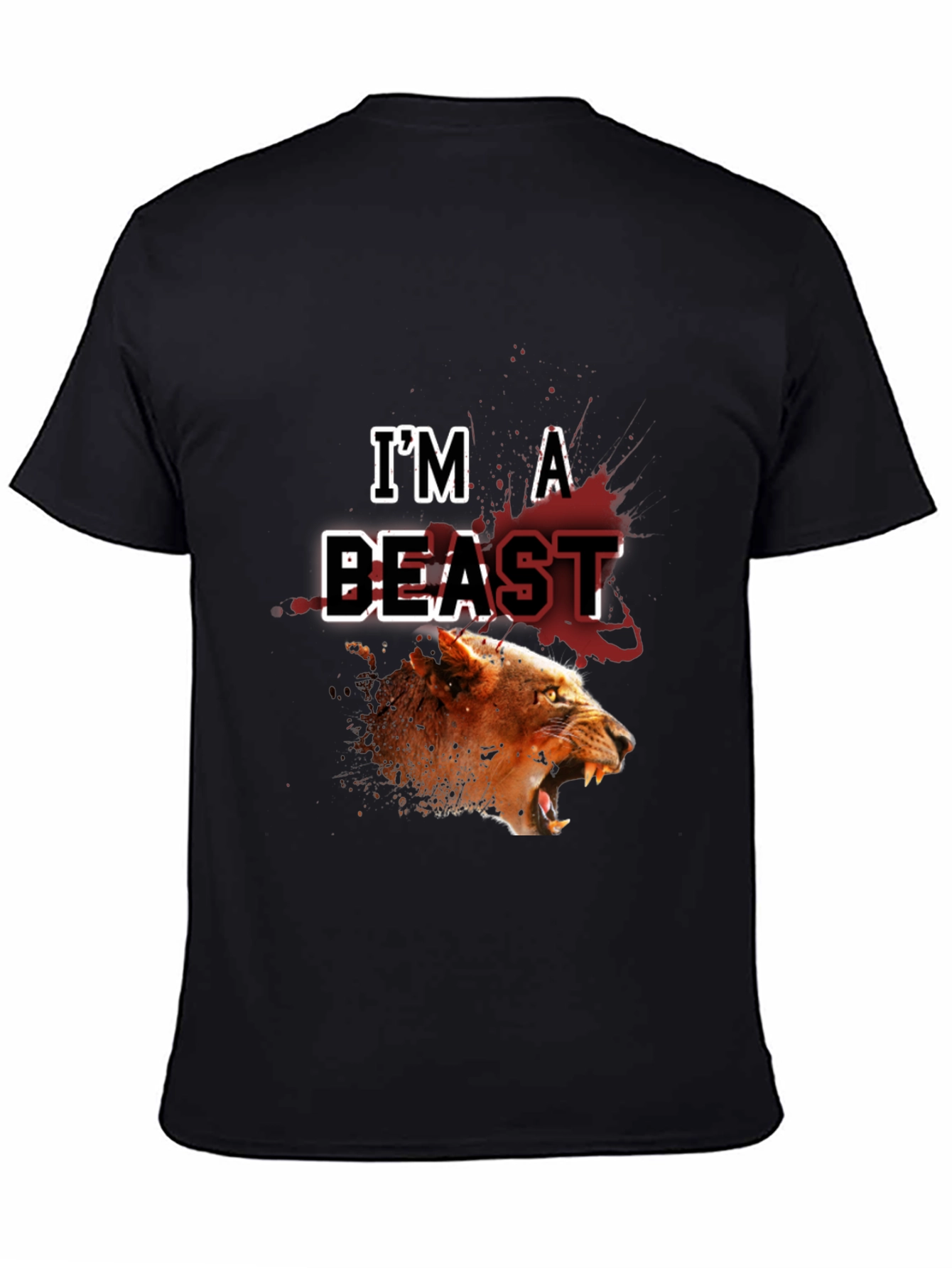 Im a Beast Lion Graphic Black T-Shirt